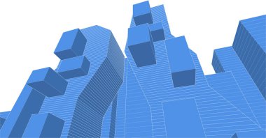 Mimari, soyut şehir 3D illüstrasyon