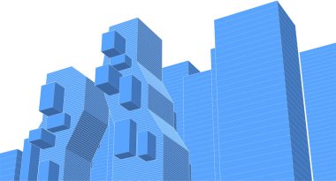 Mimari, soyut şehir 3D illüstrasyon