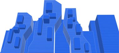 Mimari, soyut şehir 3D illüstrasyon
