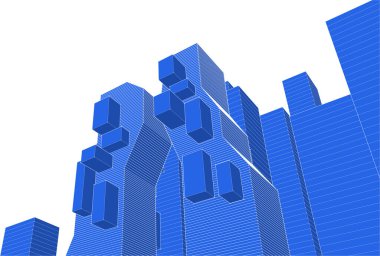 Mimari, soyut şehir 3D illüstrasyon