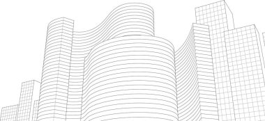 Mimari, soyut şehir 3D illüstrasyon