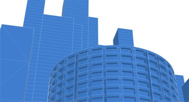 Mimari, soyut şehir 3D illüstrasyon