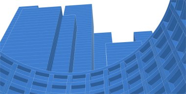 Mimari, soyut şehir 3D illüstrasyon