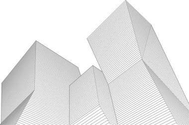 Mimari, soyut şehir 3D illüstrasyon