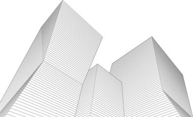 Mimari, soyut şehir 3D illüstrasyon