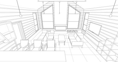 ev mimarisi projesi çizimi 3d illüstrasyon