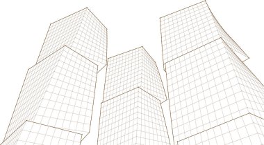 Mimari, soyut şehir 3D illüstrasyon