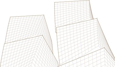 Mimari, soyut şehir 3D illüstrasyon