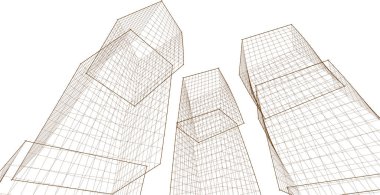 Mimari, soyut şehir 3D illüstrasyon