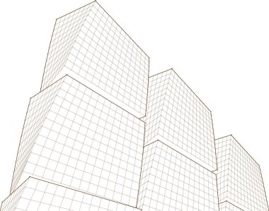 Mimari, soyut şehir 3D illüstrasyon