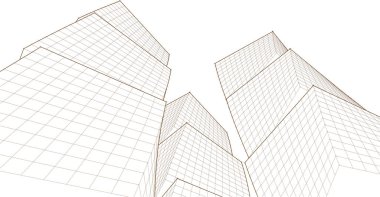 Mimari, soyut şehir 3D illüstrasyon