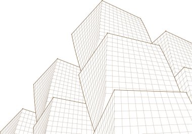 Mimari, soyut şehir 3D illüstrasyon