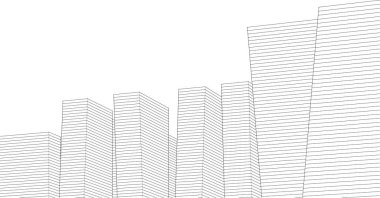 Mimari, soyut şehir 3D illüstrasyon