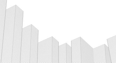 Mimari, soyut şehir 3D illüstrasyon