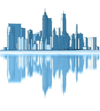 Soyut şehir manzarası 3D illüstrasyon