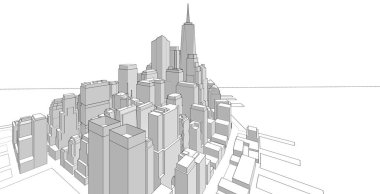Soyut şehir manzarası 3D illüstrasyon