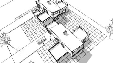 Kasaba evleri konsept 3D illüstrasyon