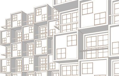 Soyut şehir manzarası 3D illüstrasyon