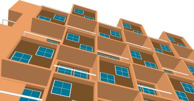 Soyut şehir manzarası 3D illüstrasyon