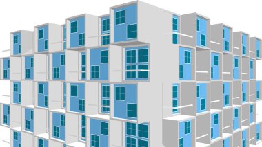 Soyut şehir manzarası 3D illüstrasyon