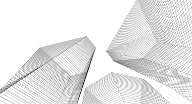 mimari soyut biçimler, 3d vektör illüstrasyonu