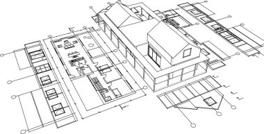 ev planı iç tasarımı, 3d vektör illüstrasyonu