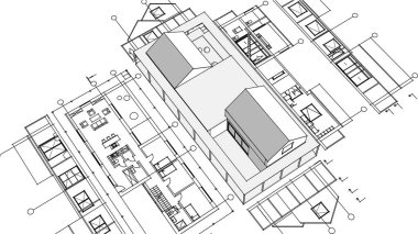 ev projesi planı, 3d vektör illüstrasyonu  