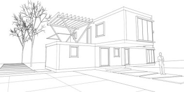 ev taslak binası, 3d vektör illüstrasyonu