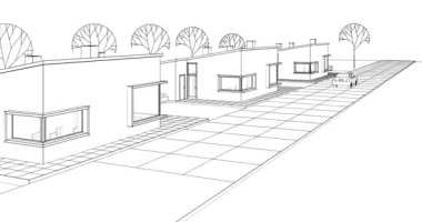 yazlık kasaba çizimi 3D oluşturma