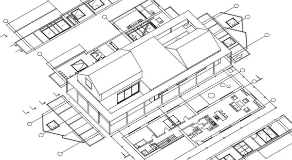 ev projesi planı, 3d vektör illüstrasyonu  