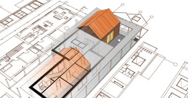 Konut planı, 3D illüstrasyon