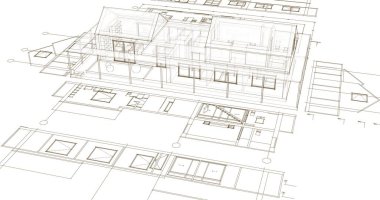 Konut planı, 3D illüstrasyon