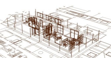Konut planı, 3D illüstrasyon