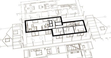 Konut planı, 3D illüstrasyon