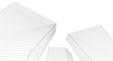 Modern gökdelenler 3d illüstrasyon oluşturur