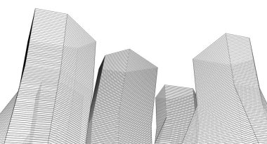 Modern gökdelenler 3d illüstrasyon oluşturur