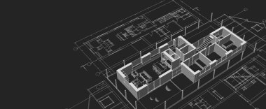 ev mimarisi proje taslağı, 3D illüstrasyon