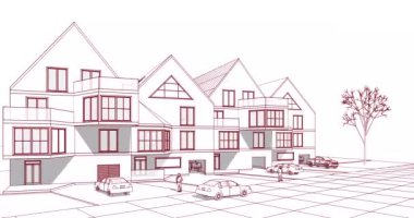 Modern mimari şehir konağı 3D görüntüleme