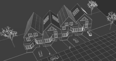 Modern mimari şehir konağı 3D görüntüleme