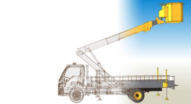 araba beşiği kaldırma skeci, 3 boyutlu illüstrasyon