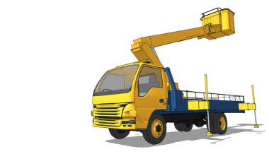 Beşik kaldırmalı araba, 3 boyutlu illüstrasyon