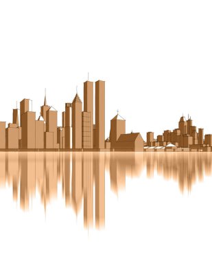 Modern şehir panoraması 3D illüstrasyon