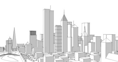 şehir modern mimarisi 3D görüntüleme