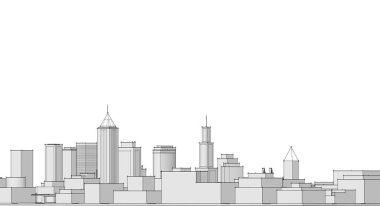 Şehir büyükşehir mimari manzarası, 3D illüstrasyon