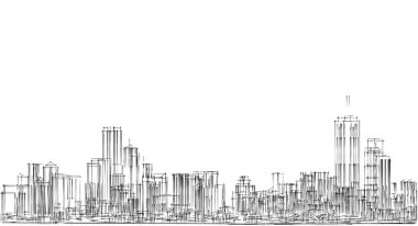 modern city panorama, 3d illustration