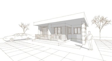 mimari eskiz evi 3D görüntüleme