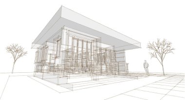 mimari eskiz evi 3D görüntüleme