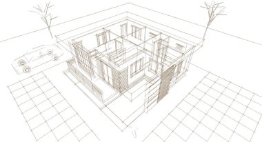 mimari eskiz evi 3D görüntüleme