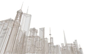 modern city panorama, 3d illustration
