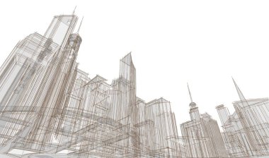 modern city panorama, 3d illustration